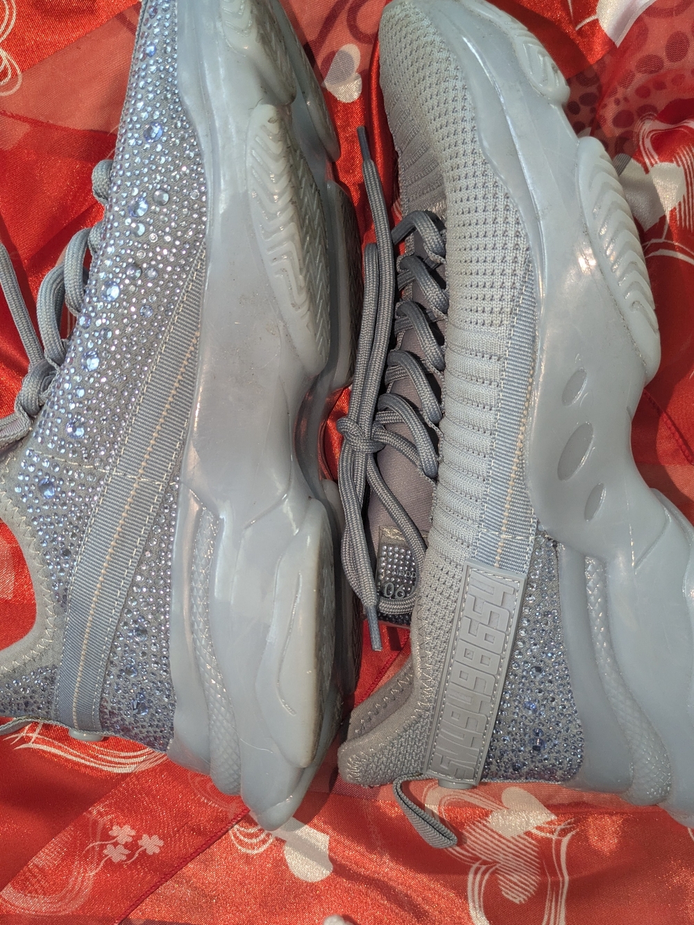 Steve Madden Maxima Light Blue Glitter Lace-Up Sneakers